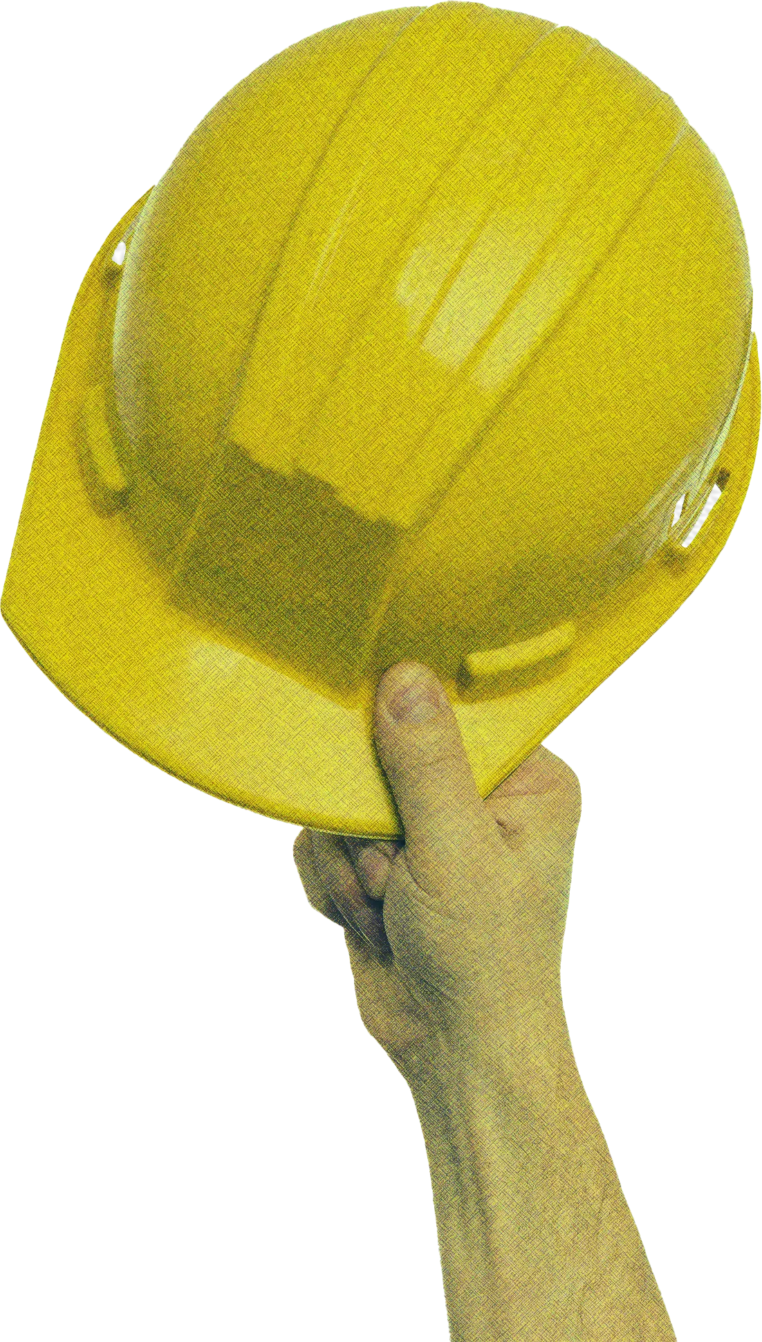 Consulenti Alfaraee per il trasporto autorizzato di rifiuti speciali Mano che solleva un casco giallo, simbolo della sicurezza nel trasporto autorizzato di rifiuti speciali pericolosi